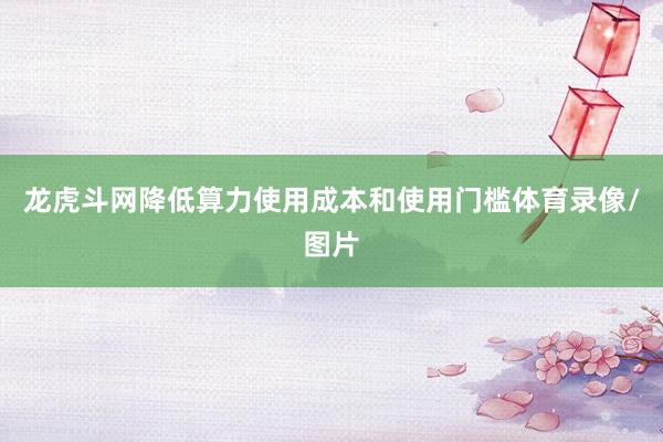 龍虎斗網(wǎng)降低算力使用成本和使用門檻體育錄像/圖片