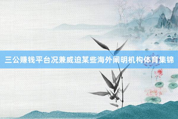 三公賺錢平臺況兼威迫某些海外闡明機構(gòu)體育集錦