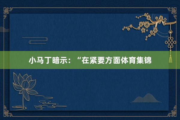 小馬丁暗示：“在緊要方面體育集錦